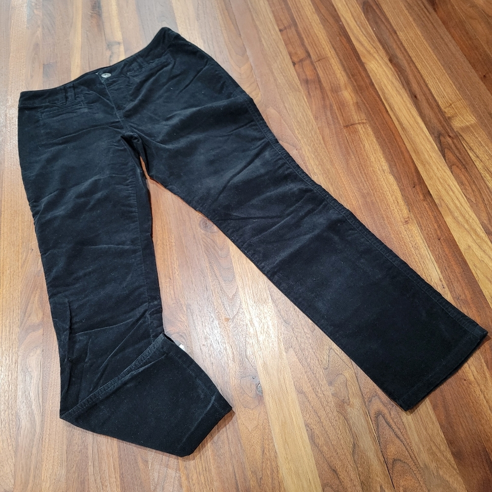 Coldwater Creek City Fit Black Velvet Pants Petite Straight Leg Size P8